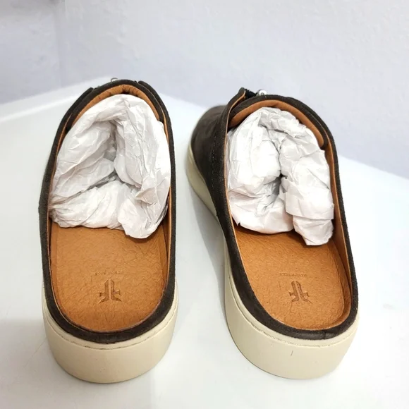 FRYE Lena Zip Up Mules Slip-On Sneakers in Grigio Gray Suede Color - Picture 6 of 10